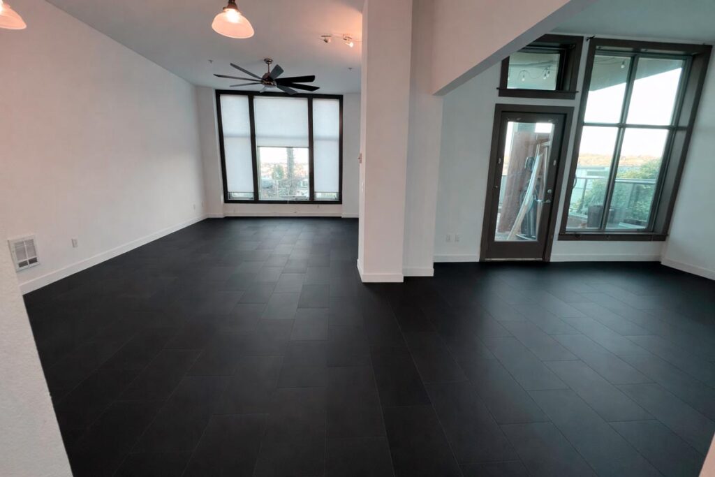 black tile install after